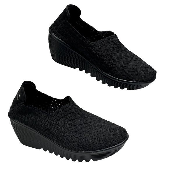 Bernie Mev Womens Braided Wedge Shoes Non-Slip Pull-on Gem Black Size 10 - Picture 5 of 14